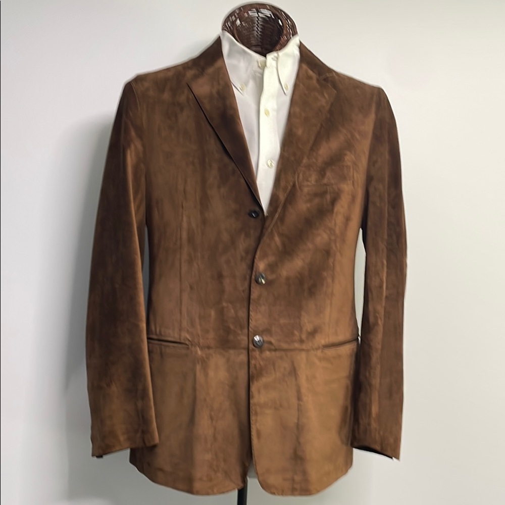 Bruno Magli Brown Suede Leather Blazer